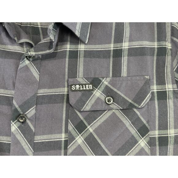 SULLEN Craft COLLECTIVE BUTTON-UP FLANNEL SHIRT Grey Black Men Size XL - Picture 3 of 16